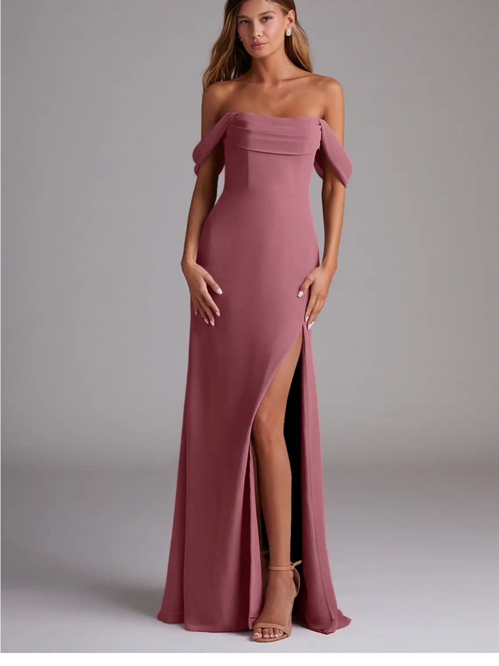 Azazie Saige A-Line Off the Shoulder Chiffon Convertible Dress
